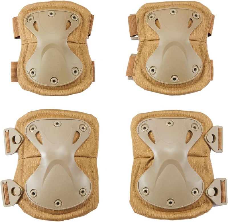 Lancer Tactical Combat Knee & Elbow Protective Pads Set for Outdoor Airsoft CS Paintball Game Cycling Safety Skateboarding Gear Skates Knee Protection Guard Pads - Image 1
